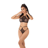 Conjunto Lencería Bralette Alma - Negro encaje floral y tirantes ajustables