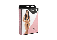 Conjunto de lencería sensual en color malva y negro con apertura frontal y detalles de encaje