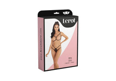 Conjunto de lencería Gala Negro Lerot, incluye sostén y bragas a juego en encaje negro elegante y sexy para ocasiones especiales