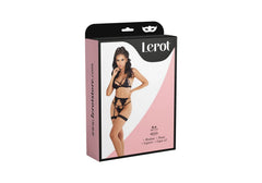 Elegant black lace lingerie set with adjustable straps and sheer design