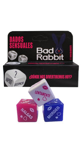 Three sets of erotic dice with playful and naughty penalties