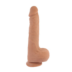 Dildo Funky Dick Flesh de silicona suave y flexible con ventosa para adherirse a superficies planas y dejar las manos libres, de 255 cm de largo total y 21 cm insertables, con un diámetro de 44 cm y un peso de 205 gr, color piel