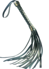 Black leather BDSM whip for sado-masochistic play, a versatile tool for adult fantasy and roleplay