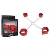 Alt text: Set de esposas de pie y manos rojas para juegos de bondage, con envío gratuito incluido