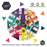 Close-up of the erotic parqués game board with sensual illustrations and vibrant colors