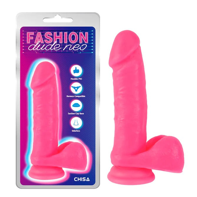 Dildo Dual Density 76 Fashion Dude in realistic skin color, with veiny texture and suction cup base for hands-free play