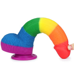 Juguete sexual Dildo Rainbow Prider 9 con acabado brillante