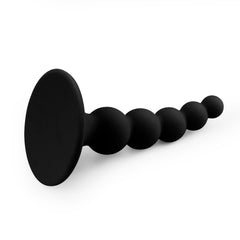 Black silicone anal beaded lure me plug with curved handle