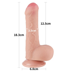 A realistic 7 inch flesh-colored dildo with sliding skin texture