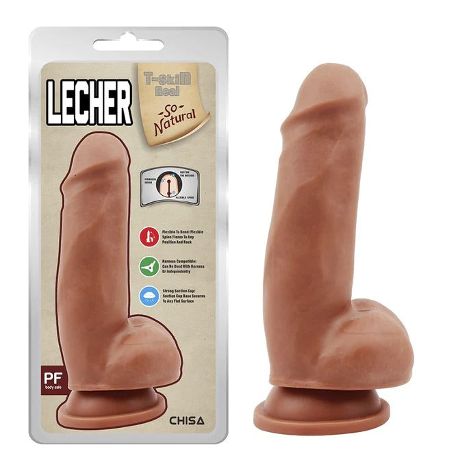 Dildo Lecher Latin in realistic skin color with veiny texture and suction cup base for hands-free play