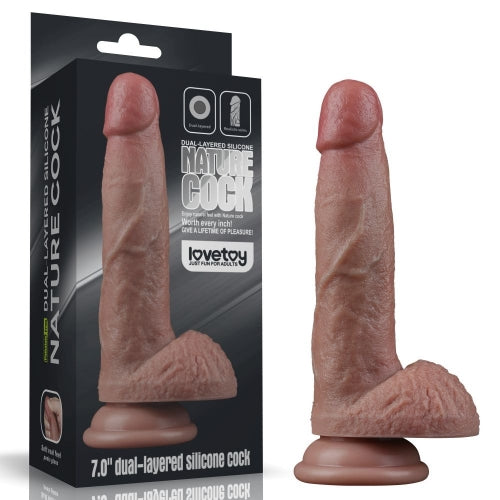 A close-up image of the Dildo Dual Layered 7, showcasing its realistic texture and lifelike design for enhanced pleasure