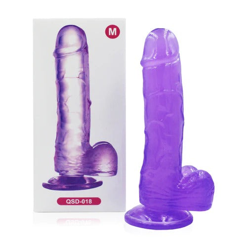 Large, realistic silicone dildo with strong suction base for hands-free use