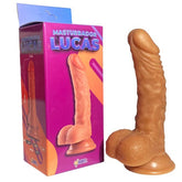 Dildo Lucas in realistic skin color, 8 inches long, curved shaft