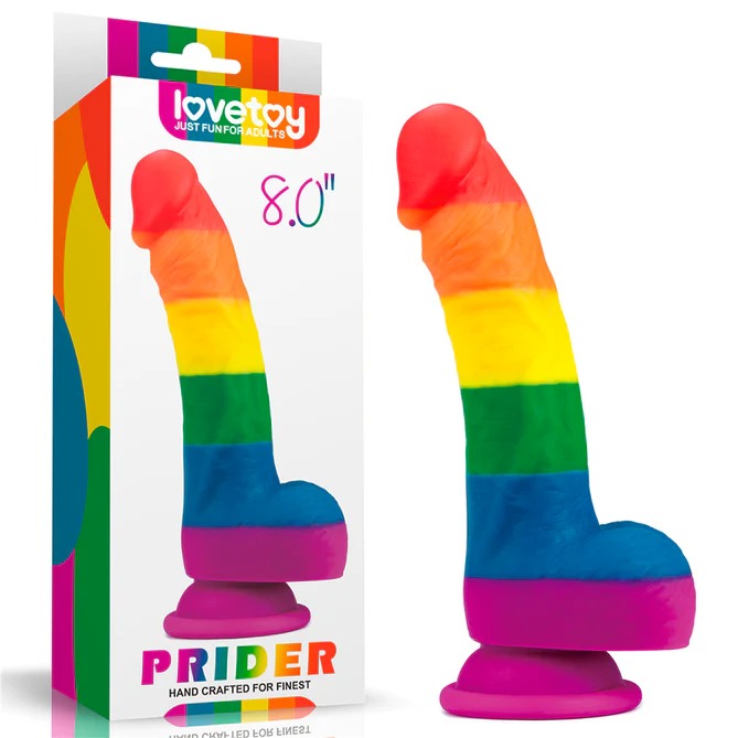 Dildo Prider Rainbow 8 with vibrant colors and realistic texture for ultimate pleasure