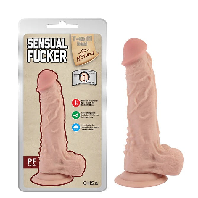 Dildo Realista Sensual Fucker in flesh color, with realistic texture and veins, suitable for intimate stimulation and pleasure