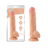 Realistic 9-inch dildo in beige color with lifelike texture and veiny details