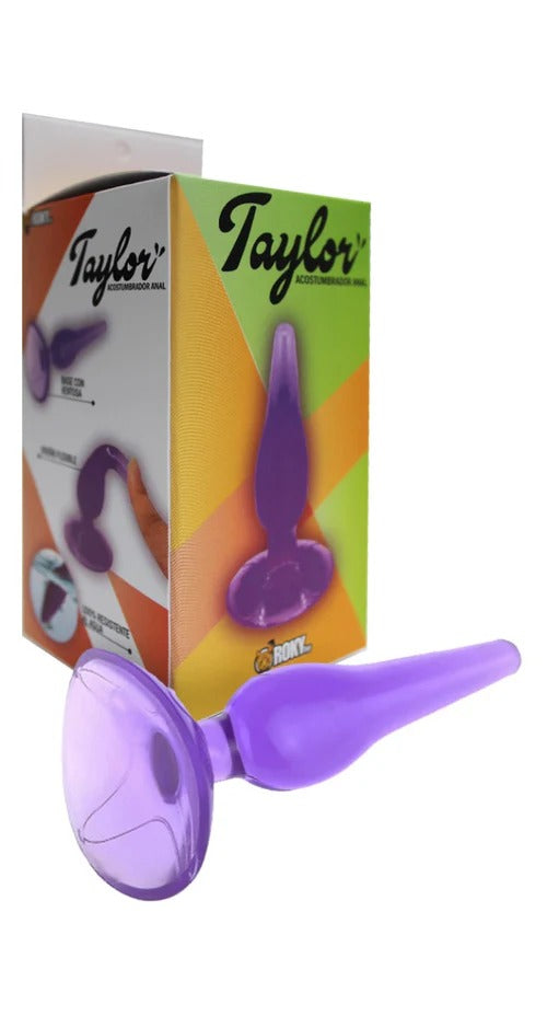 Black silicone anal plug with flared base and tapered tip