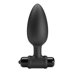 Silicone black vibrating anal plug with remote control for intense sensations