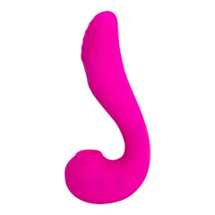 Vibrador Angel Wings Doble Estimulación - Producto de silicona violeta con dos alas estimulantes y funciones de vibración y rotación, ideal para el placer femenino
