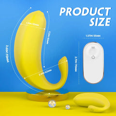 Yellow banana-shaped vibrator with wireless remote control and 10 vibration patterns