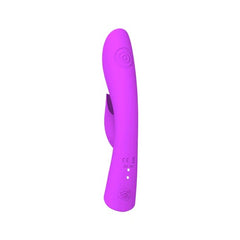 Dual action vibrator with rotating shaft and powerful clitoral stimulator