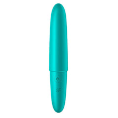 Woman holding the Satisfyer Ultra Power Bullet 6 with a smiling face, demonstrating its compact size and discreetness