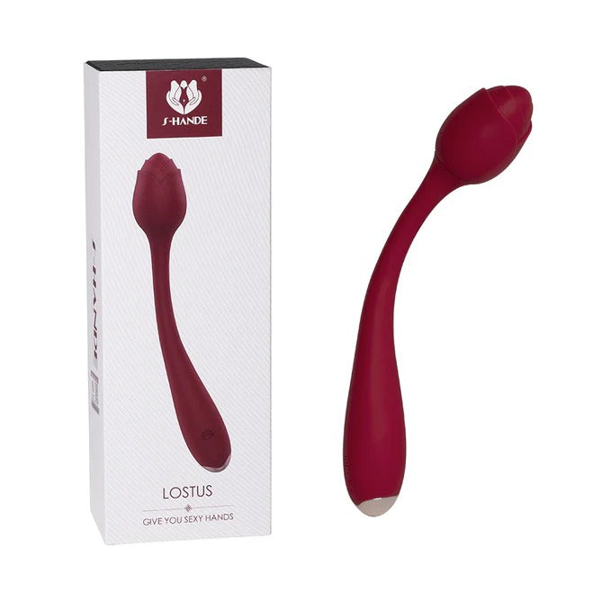 ###
Vibrador Lostus de color rosa con textura suave y curva ergonómica