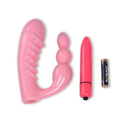 Doble Penetrator Lion Vibrating sex toy with two shafts and lion-shaped handle