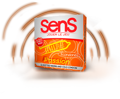 Three Sens Passion condoms in a pack, designed for maximum pleasure and safety