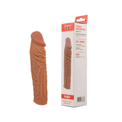 Latex penis sleeve cover with ribbed texture for enhanced sexual pleasure