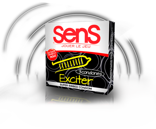 Three-pack of Sens Exciter condoms for heightened pleasure and protection