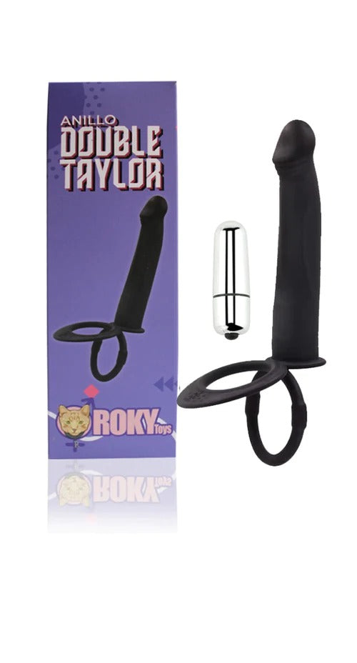 Silver and gold Anillo Double Taylor ring with intertwined bands and sparkling gems