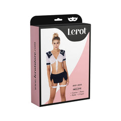 Beautiful and detailed Disfraz Marinera Lerot costume for women with sailor hat and navy blue and white striped dress