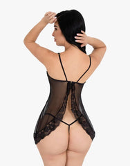 Beautiful Babydoll Amelie showcasing delicate floral embroidery and sheer fabric