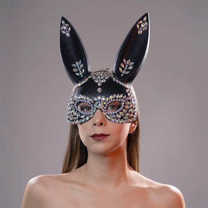Beautifully crafted Venetian Bunny Mask with intricate gold and black details