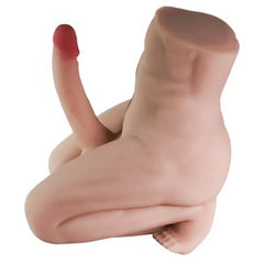 Ilustración detallada del producto Torso Merlin en color blanco y gris con base de madera