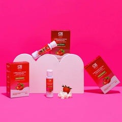 30 ml bottle of strawberry and chocolate flavored hot lubricant elixir