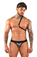 Boxer Dimitri: Men's fitted black boxer briefs with white trim and logo