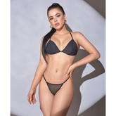 Stylish black Selena ensemble with matching top and bottom for women