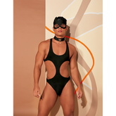 Disfraz Body Masculino Gatito Amaru - Negro en modelo musculoso bailando