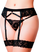 Panty Liguero Lucerna in black with lace detail and garter straps