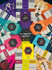 Colorful and playful adult board game, Juego Parqués Erótico, with enticing and sensual game pieces and vibrant game squares