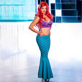 SIRENITA ATREVIDA mermaid tail swimsuit for girls in vibrant pink and blue colors, perfect for pool or beach activities