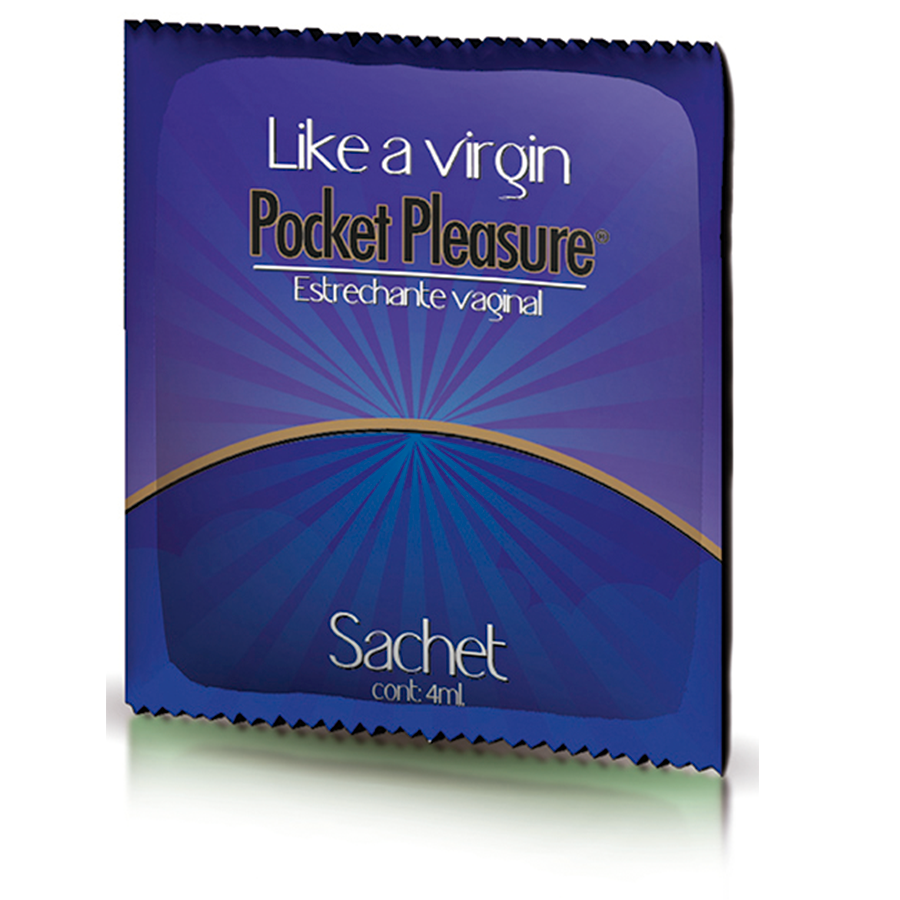 A single-use sachet of LUB ÍNTIMO LIKE A VIRGIN, a water-based lubricant for intimate use, in a convenient pocket-sized packaging