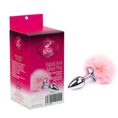 Hypoallergenic steel anal plug with soft rabbit fur tail for sensual play