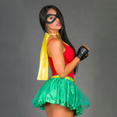 ROBIN DARK KNIGHT action figure standing on rooftop, holding a batarang, with Gotham City skyline in the background