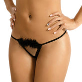 Black lace thong with delicate floral pattern, PANTY SENSUAL # 005