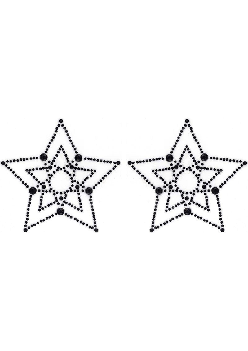 CUBRE PEZON CRYSTAL STAR BLACK nipple cover with sparkly crystal star design for women's lingerie fashion