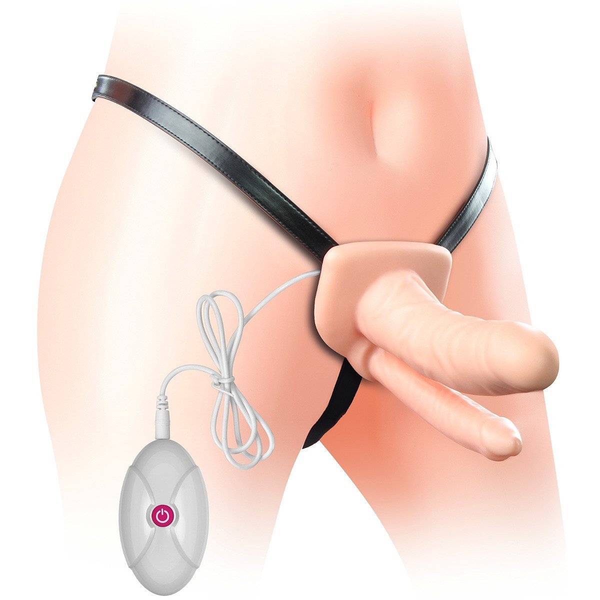 Vibrating double penetrator hollow with adjustable harness and dual motors