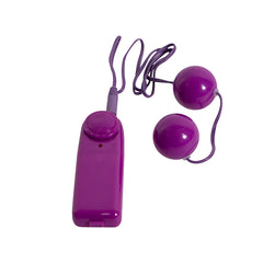 Hands holding multi-speed dual balls sex toy with discreet packaging and user manual